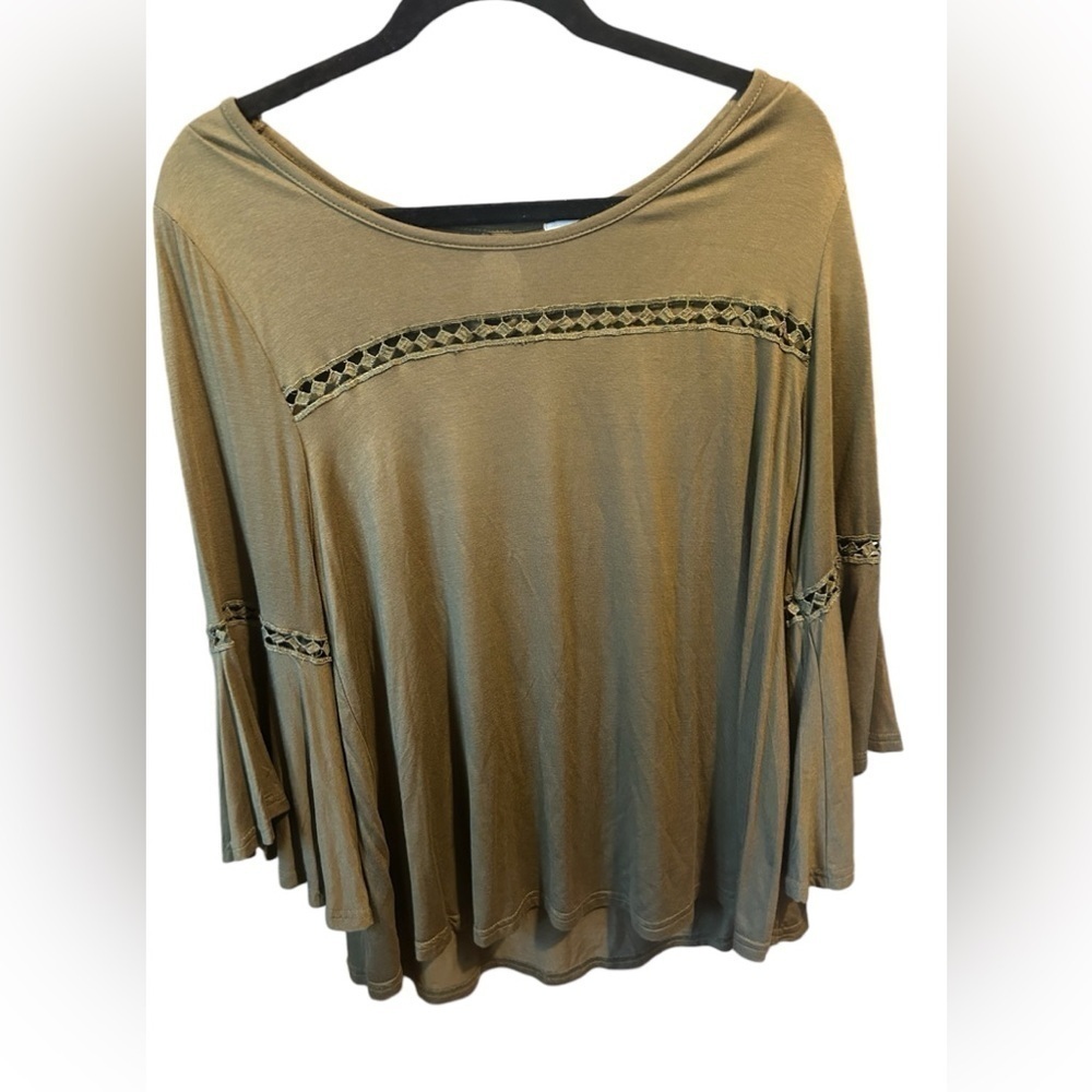 Fringe Benefits Military Green Blouse Size Large